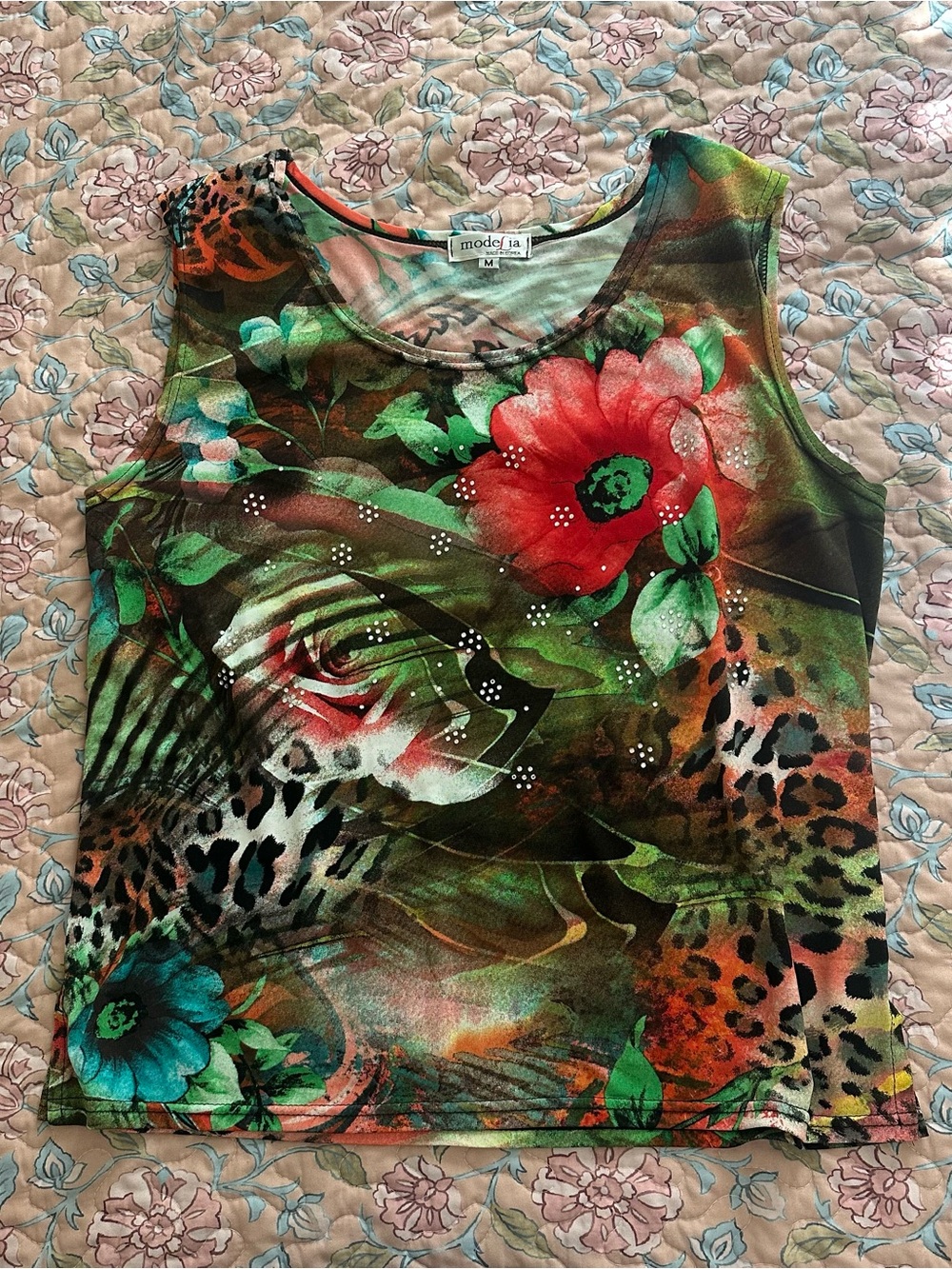 Y2K Green Floral & Animal Print Grunge Women’s Tank